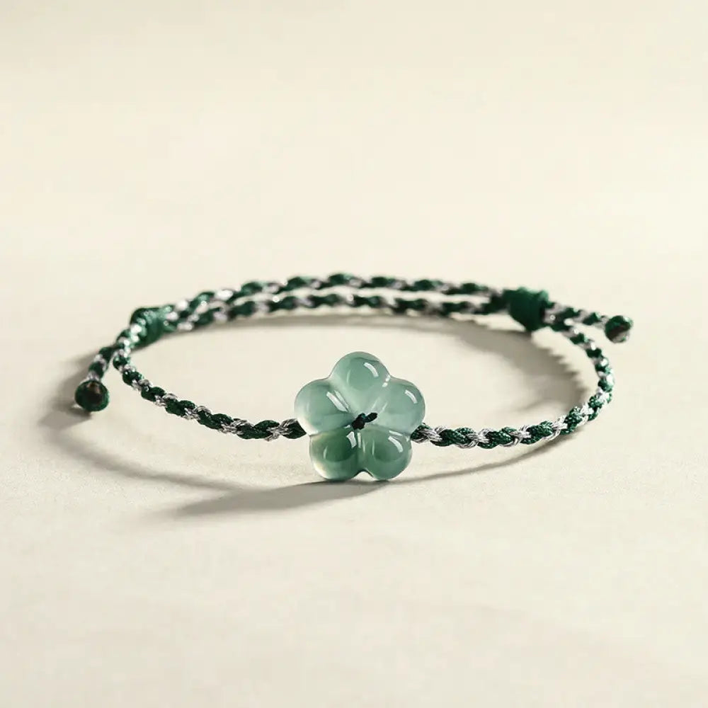 Buddha Stones Natural Flower Jade Hand-Woven Prosperity Bracelet - Jade(Wrist Circumference: 14-20cm) - Bracelet