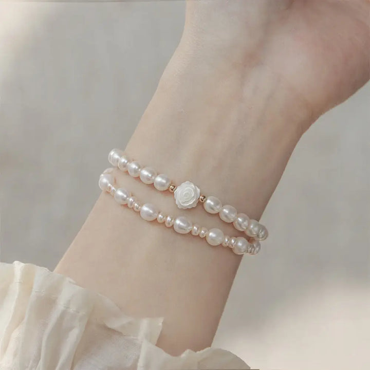 Buddha Stones Natural Flower Pearl Sincerity Bead Bracelet - Bracelet