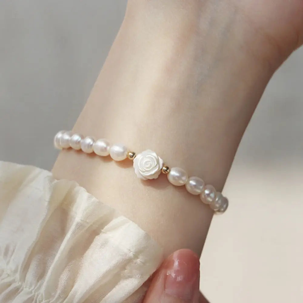 Buddha Stones Natural Flower Pearl Sincerity Bead Bracelet - Flower Pearl - Bracelet