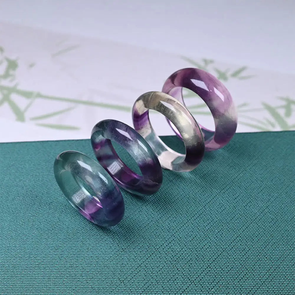 BWOOOH Natural Fluorite Protection Ring — Fluorite crystal healing bracelet for spiritual healing and mindful living