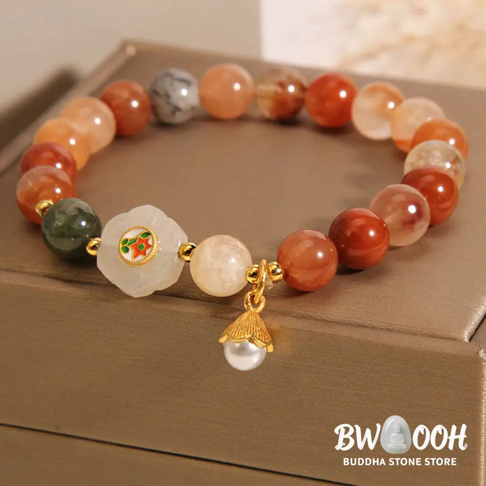 Buddha Stones Natural Fu Lu Shou Crystal Hetian White Jade Pearl Luck Bracelet - BWOOOH - Fu Lu Shou Crystal(Wrist