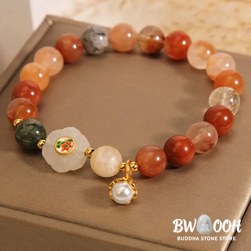 Buddha Stones Natural Fu Lu Shou Crystal Hetian White Jade Pearl Luck Bracelet - BWOOOH - Fu Lu Shou Crystal(Wrist