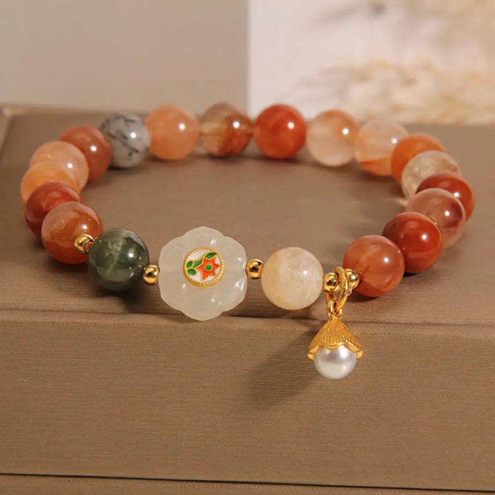 BWOOOH Natural Fu Lu Shou Crystal Hetian White Jade Pearl Luck Bracelet - BWOOOH - Fu Lu Shou Crystal(Wrist
