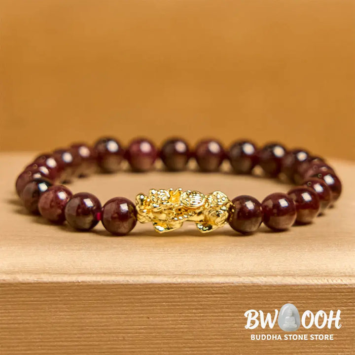 Buddha Stones Natural Garnet Beads PiXiu Protection Bracelet - BWOOOH - Garnet(Wrist Circumference 14-16cm) - Bracelet