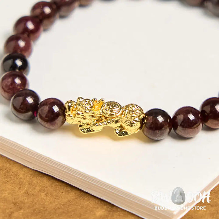 Buddha Stones Natural Garnet Beads PiXiu Protection Bracelet - BWOOOH - Garnet(Wrist Circumference 14-16cm) - Bracelet