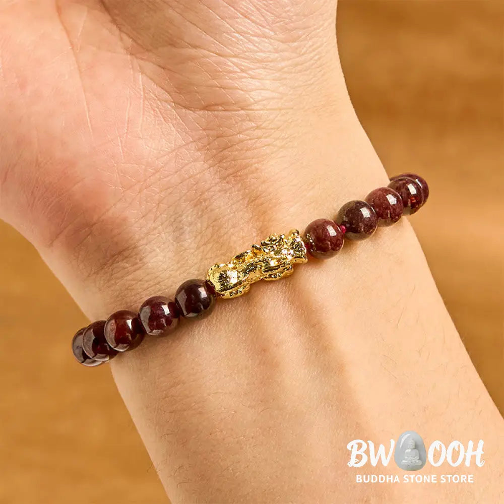 Buddha Stones Natural Garnet Beads PiXiu Protection Bracelet - BWOOOH - Garnet(Wrist Circumference 14-16cm) - Bracelet
