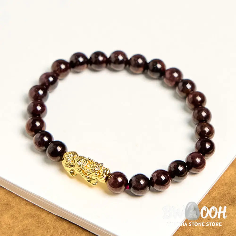 Buddha Stones Natural Garnet Beads PiXiu Protection Bracelet - BWOOOH - Garnet(Wrist Circumference 14-16cm) - Bracelet
