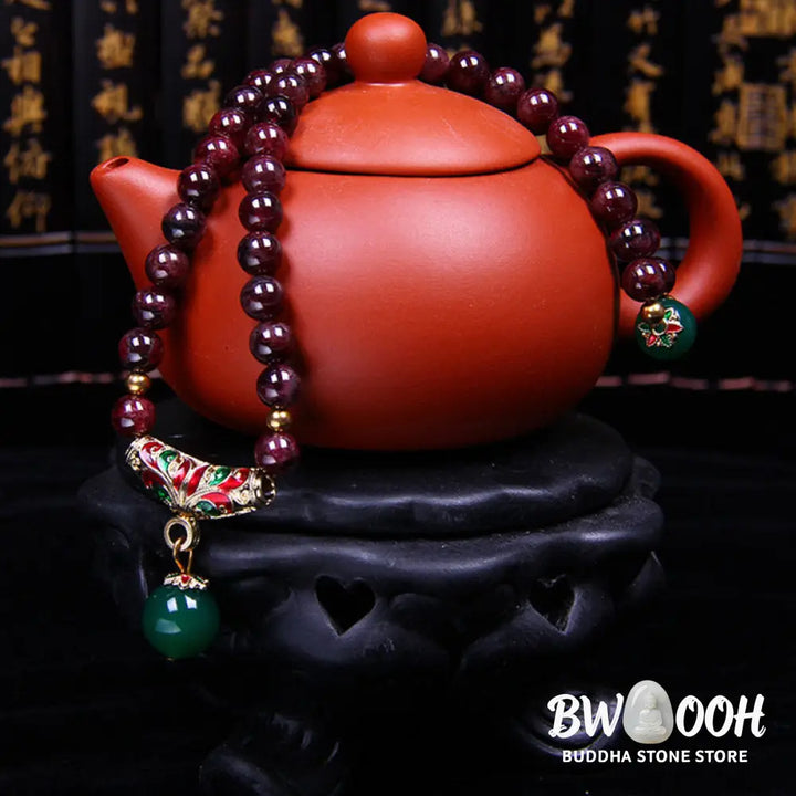 Buddha Stones Natural Garnet Blessing Bracelet - 7mm Garnet - Bracelet Necklaces &amp; Pendants
