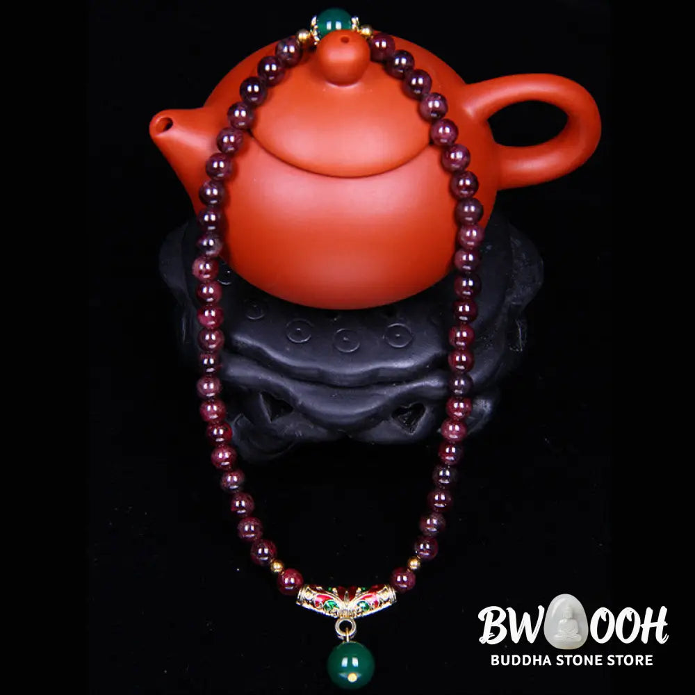 Buddha Stones Natural Garnet Blessing Bracelet - 7mm Garnet - Bracelet Necklaces &amp; Pendants