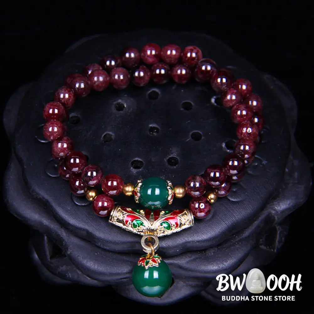 Buddha Stones Natural Garnet Blessing Bracelet - 7mm Garnet - Bracelet Necklaces &amp; Pendants