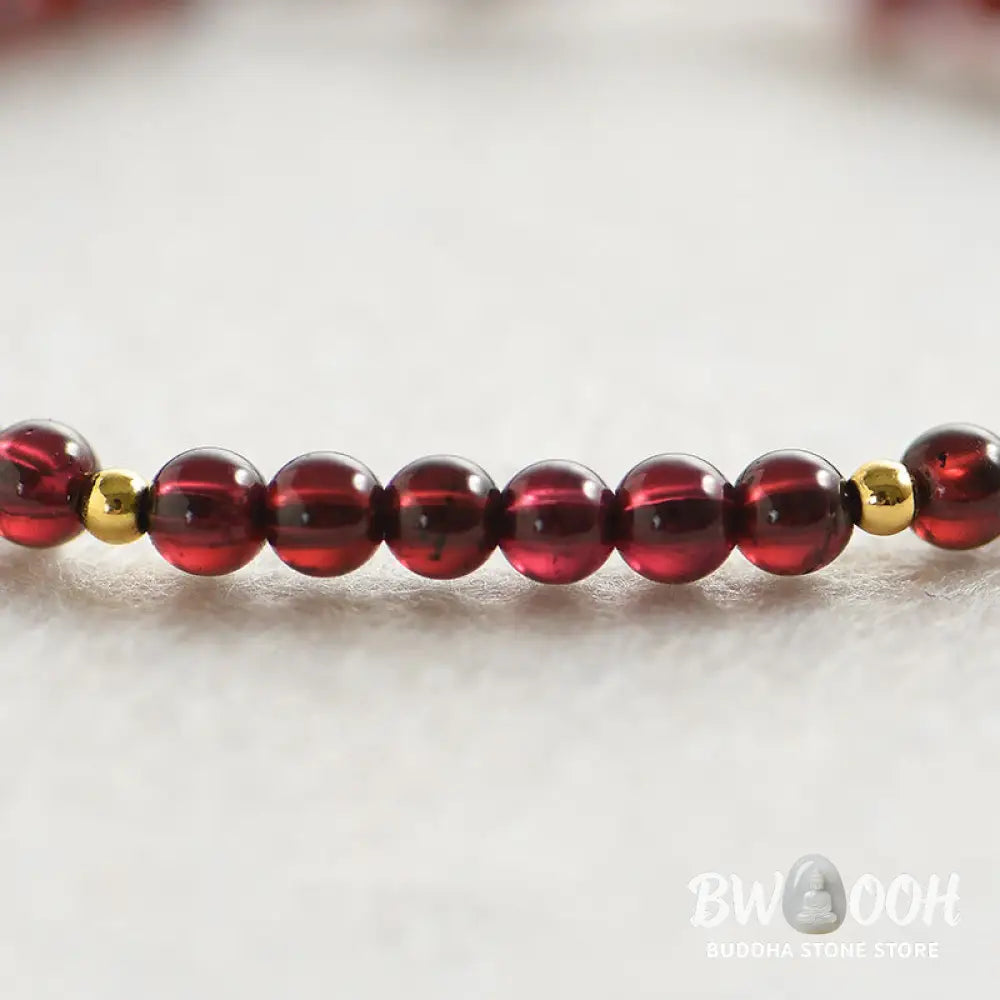 BWOOOH Natural Garnet Golden Beads Stability Bracelet | natural stone spiritual bracelet for healing and mindful living