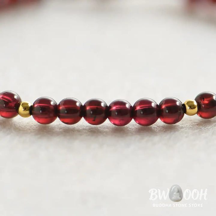 BWOOOH Natural Garnet Golden Beads Stability Bracelet | natural stone spiritual bracelet for healing and mindful living