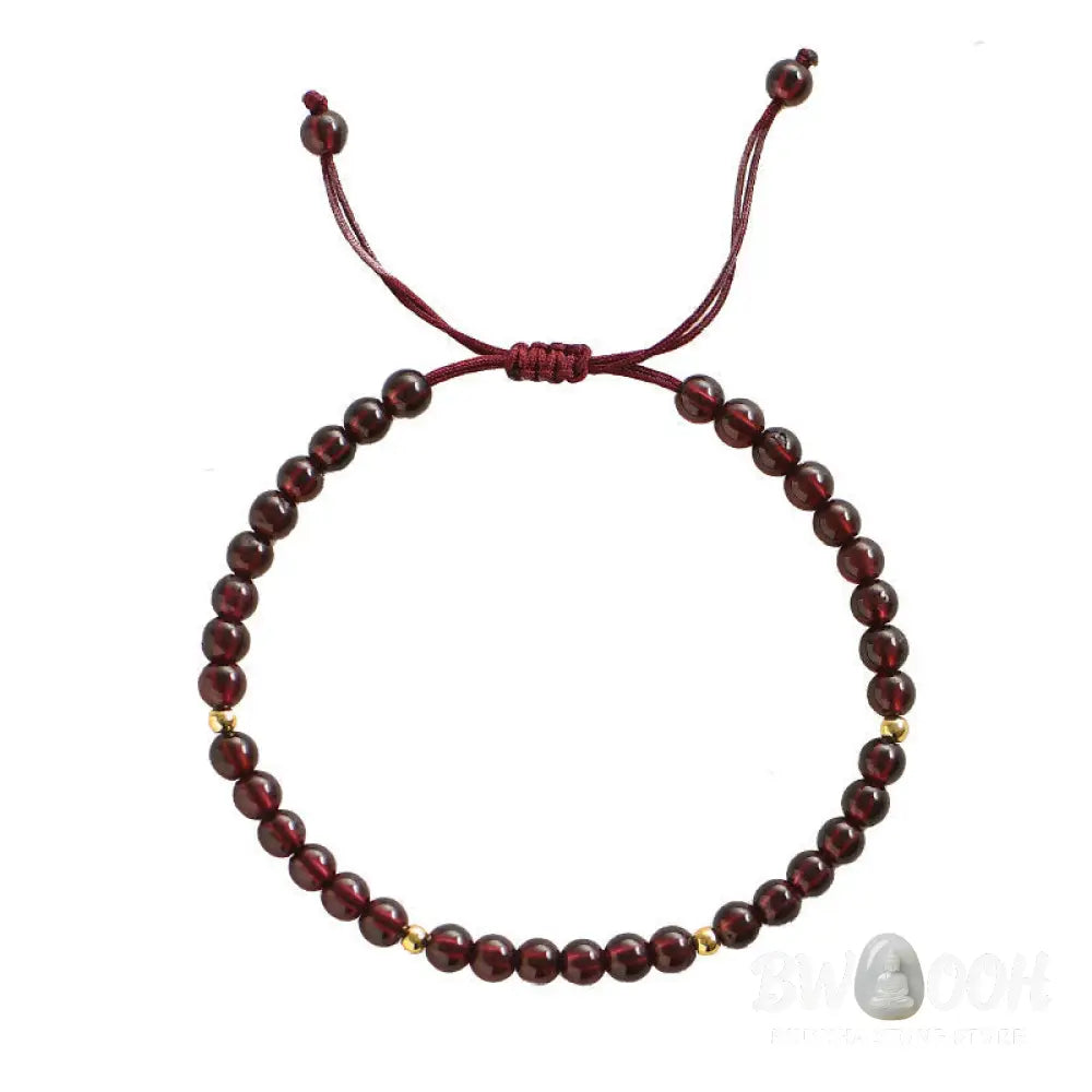 BWOOOH Natural Garnet Golden Beads Stability Bracelet | natural stone spiritual bracelet for healing and mindful living
