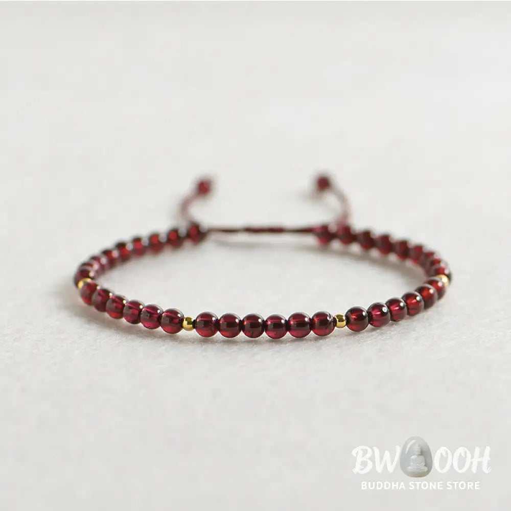 BWOOOH Natural Garnet Golden Beads Stability Bracelet | natural stone spiritual bracelet for healing and mindful living