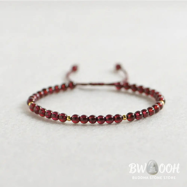 BWOOOH Natural Garnet Golden Beads Stability Bracelet | natural stone spiritual bracelet for healing and mindful living