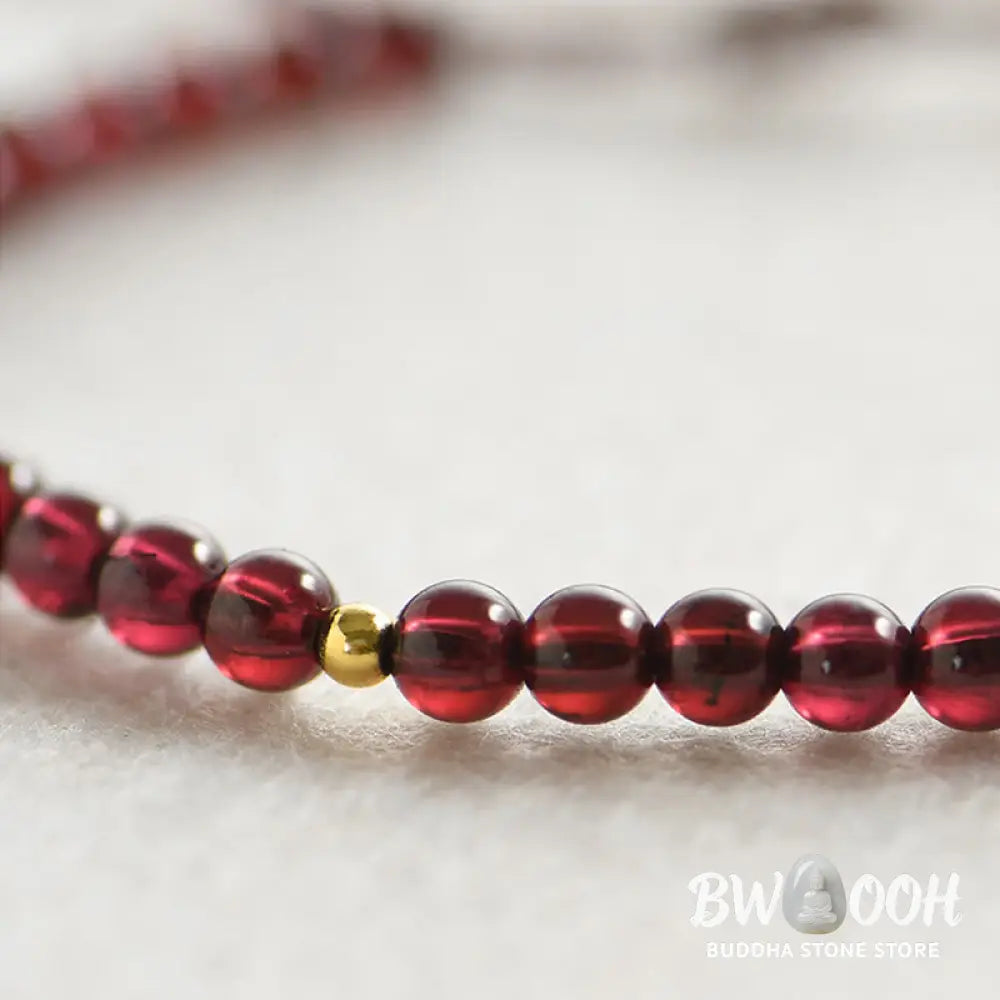 BWOOOH Natural Garnet Golden Beads Stability Bracelet | natural stone spiritual bracelet for healing and mindful living