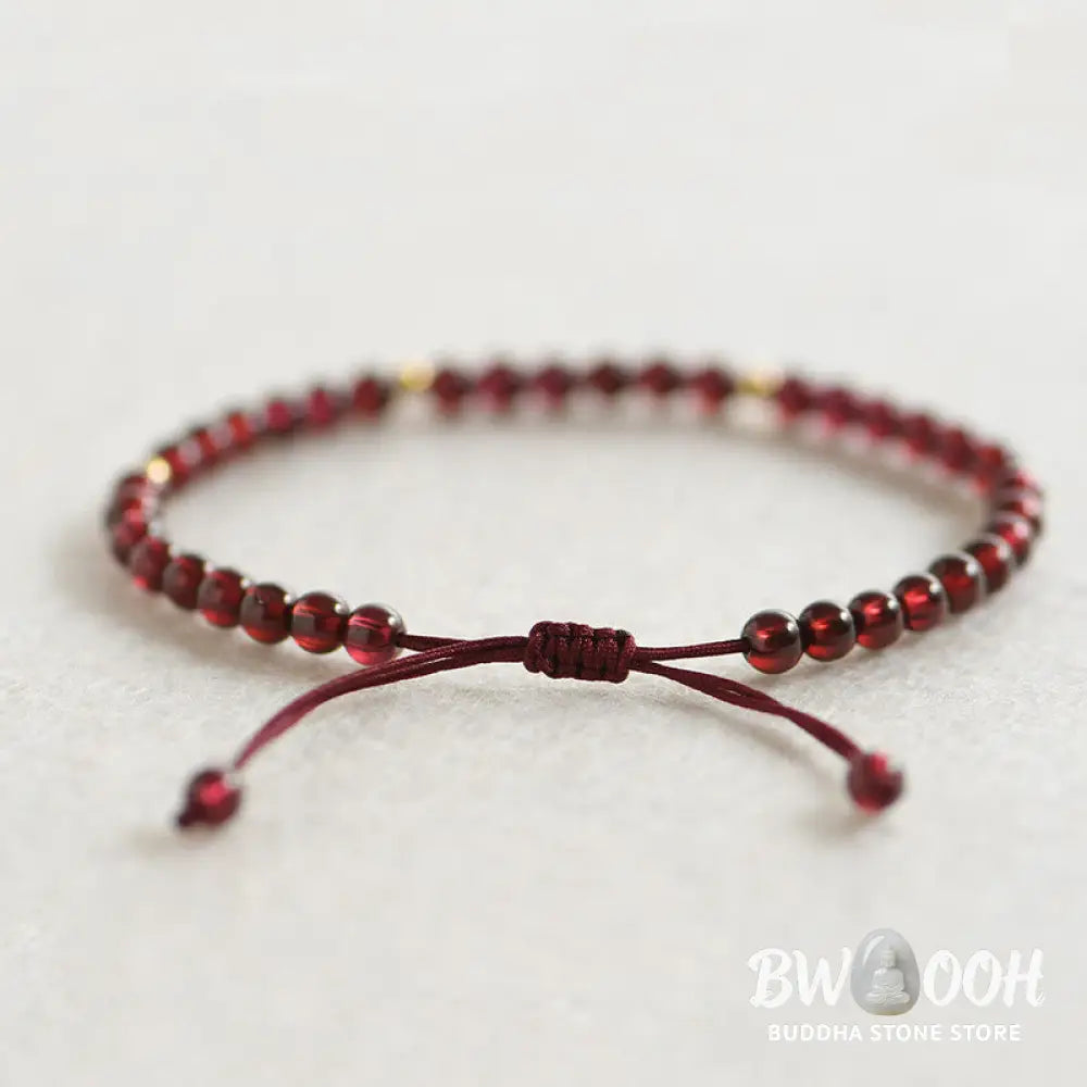 BWOOOH Natural Garnet Golden Beads Stability Bracelet | natural stone spiritual bracelet for healing and mindful living