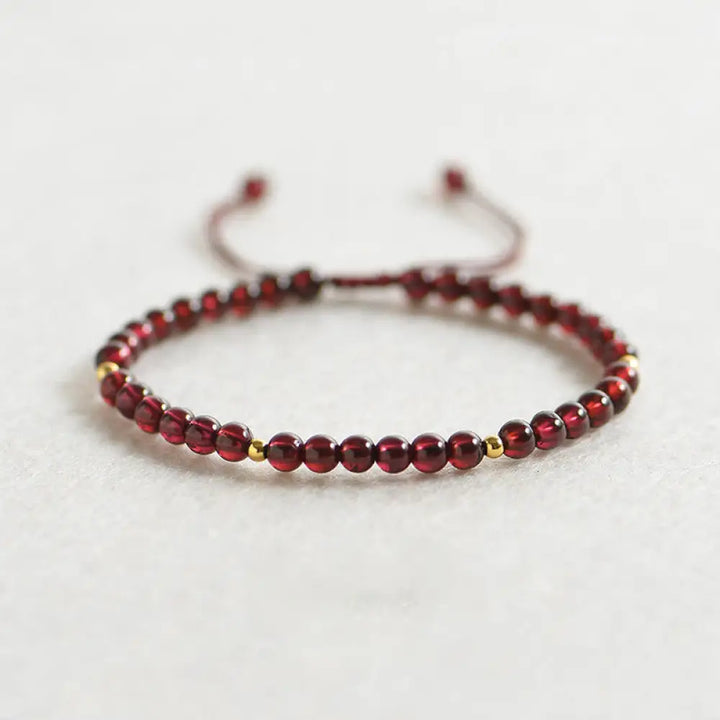 BWOOOH Natural Garnet Golden Beads Stability Bracelet | natural stone spiritual bracelet for healing and mindful living