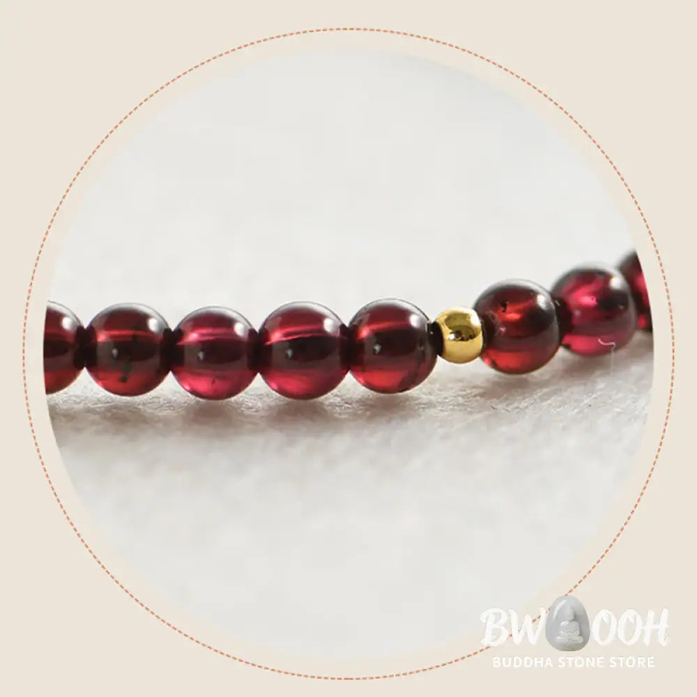 BWOOOH Natural Garnet Golden Beads Stability Bracelet | natural stone spiritual bracelet for healing and mindful living