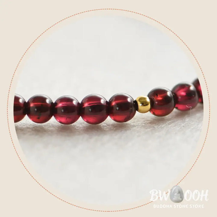 BWOOOH Natural Garnet Golden Beads Stability Bracelet | natural stone spiritual bracelet for healing and mindful living