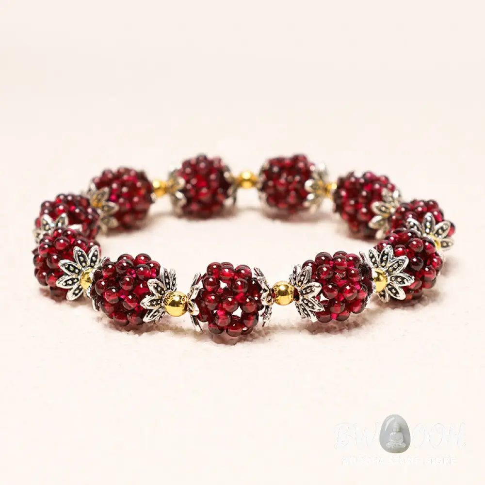 Buddha Stones Natural Garnet Healing Bracelet - BWOOOH - 0.59 in (1.5 cm) - Bracelet