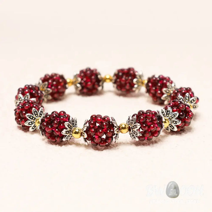 Buddha Stones Natural Garnet Healing Bracelet - BWOOOH - 0.59 in (1.5 cm) - Bracelet