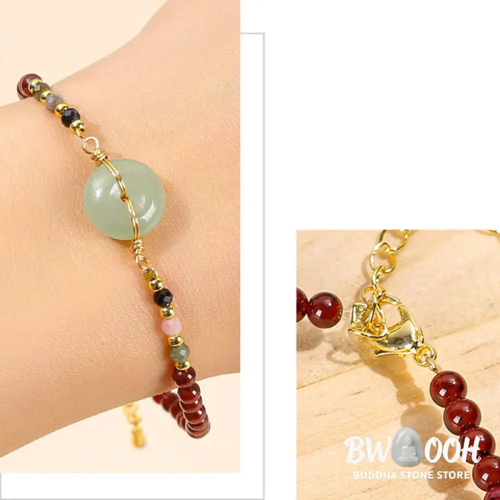 Buddha Stones Natural Garnet Peace Buckle Bead Calm Bracelet - BWOOOH - Garnet(Purification♥Protection) - Bracelet