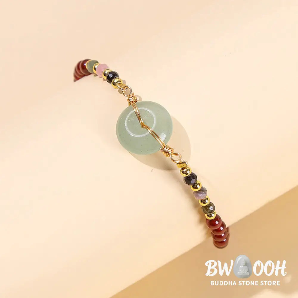 Buddha Stones Natural Garnet Peace Buckle Bead Calm Bracelet - BWOOOH - Garnet(Purification♥Protection) - Bracelet