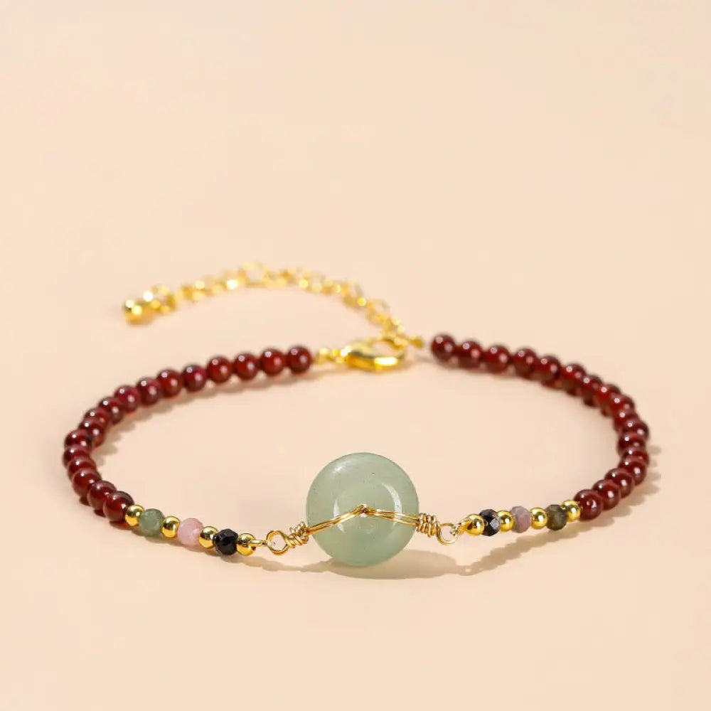 BWOOOH Natural Garnet Peace Buckle Bead Calm Bracelet - BWOOOH - Garnet(Purification♥Protection) - Bracelet