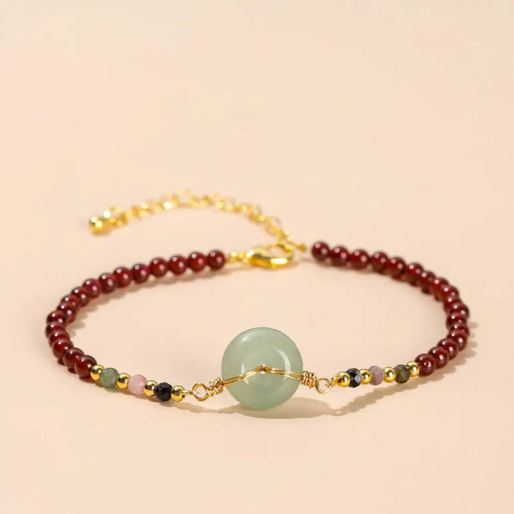 BWOOOH Natural Garnet Peace Buckle Bead Calm Bracelet - BWOOOH - Garnet(Purification♥Protection) - Bracelet