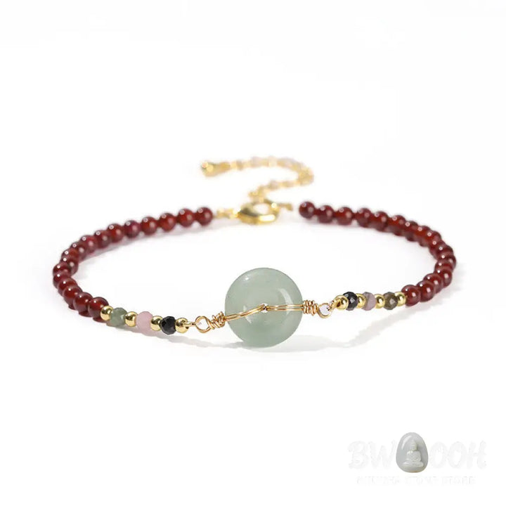 Buddha Stones Natural Garnet Peace Buckle Bead Calm Bracelet - BWOOOH - Garnet(Purification♥Protection) - Bracelet