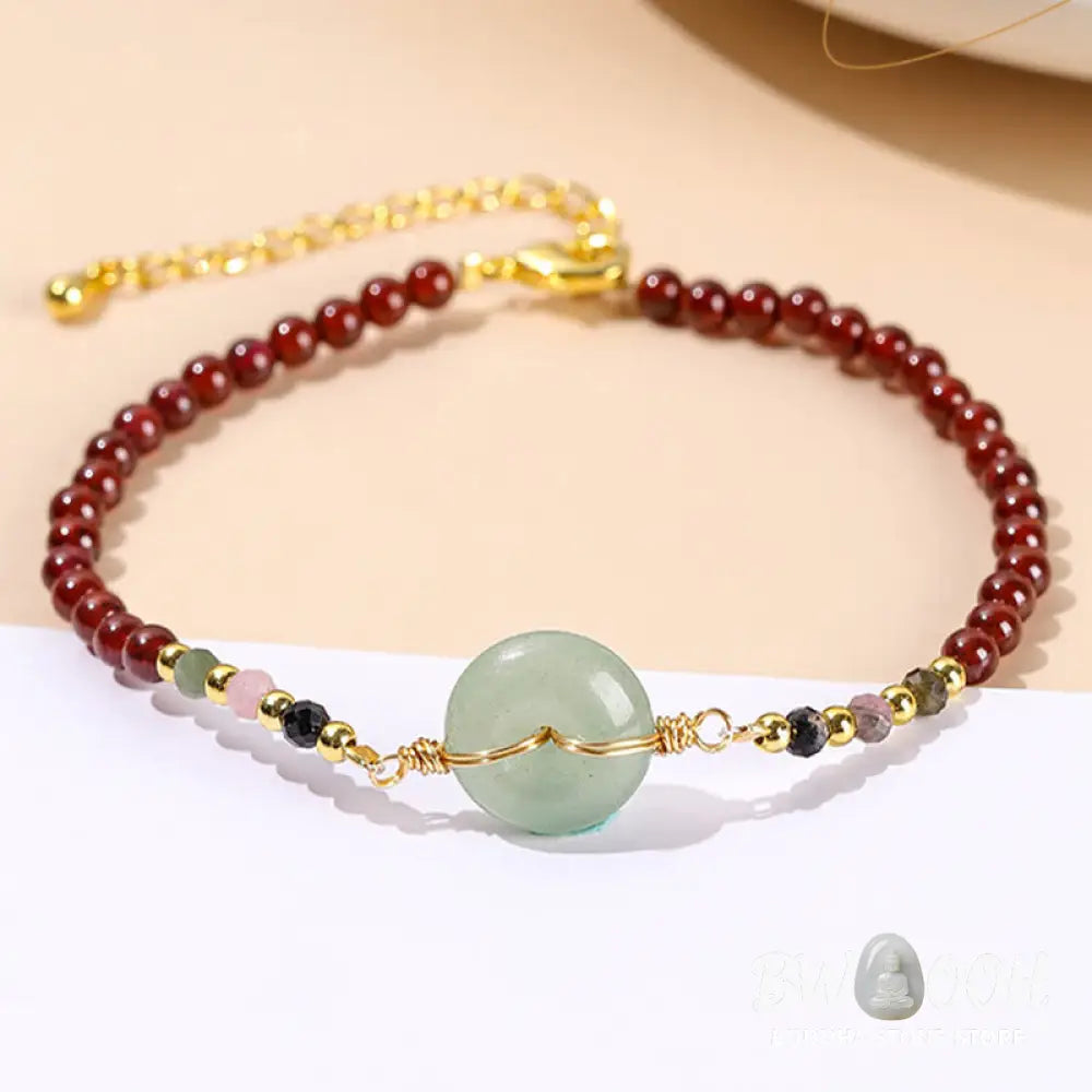 Buddha Stones Natural Garnet Peace Buckle Bead Calm Bracelet - BWOOOH - Garnet(Purification♥Protection) - Bracelet