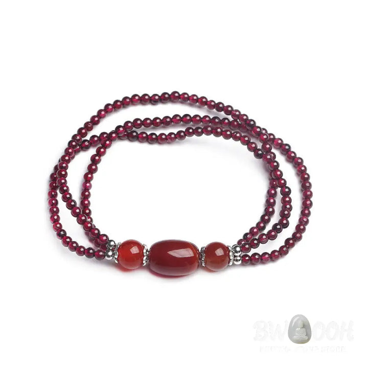 Buddha Stones Natural Garnet Red Agate Protection Triple Layer Bracelet - BWOOOH - Garnet&amp;Red Agate - Bracelet
