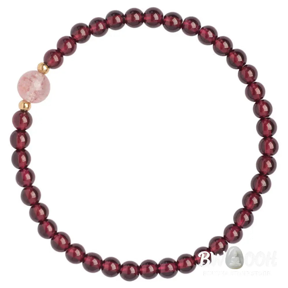 Buddha Stones Natural Garnet Strawberry Quartz Calm Bracelet - Bracelet