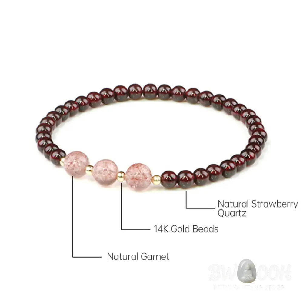 Buddha Stones Natural Garnet Strawberry Quartz Calm Bracelet - Bracelet