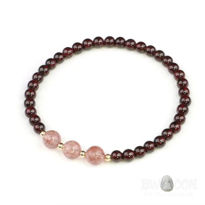 Buddha Stones Natural Garnet Strawberry Quartz Calm Bracelet - Bracelet