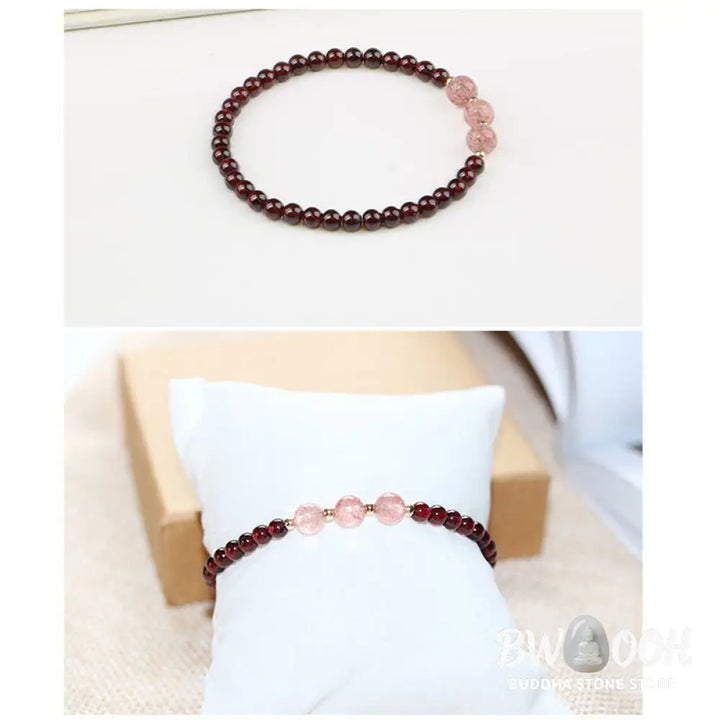 Buddha Stones Natural Garnet Strawberry Quartz Calm Bracelet - Bracelet