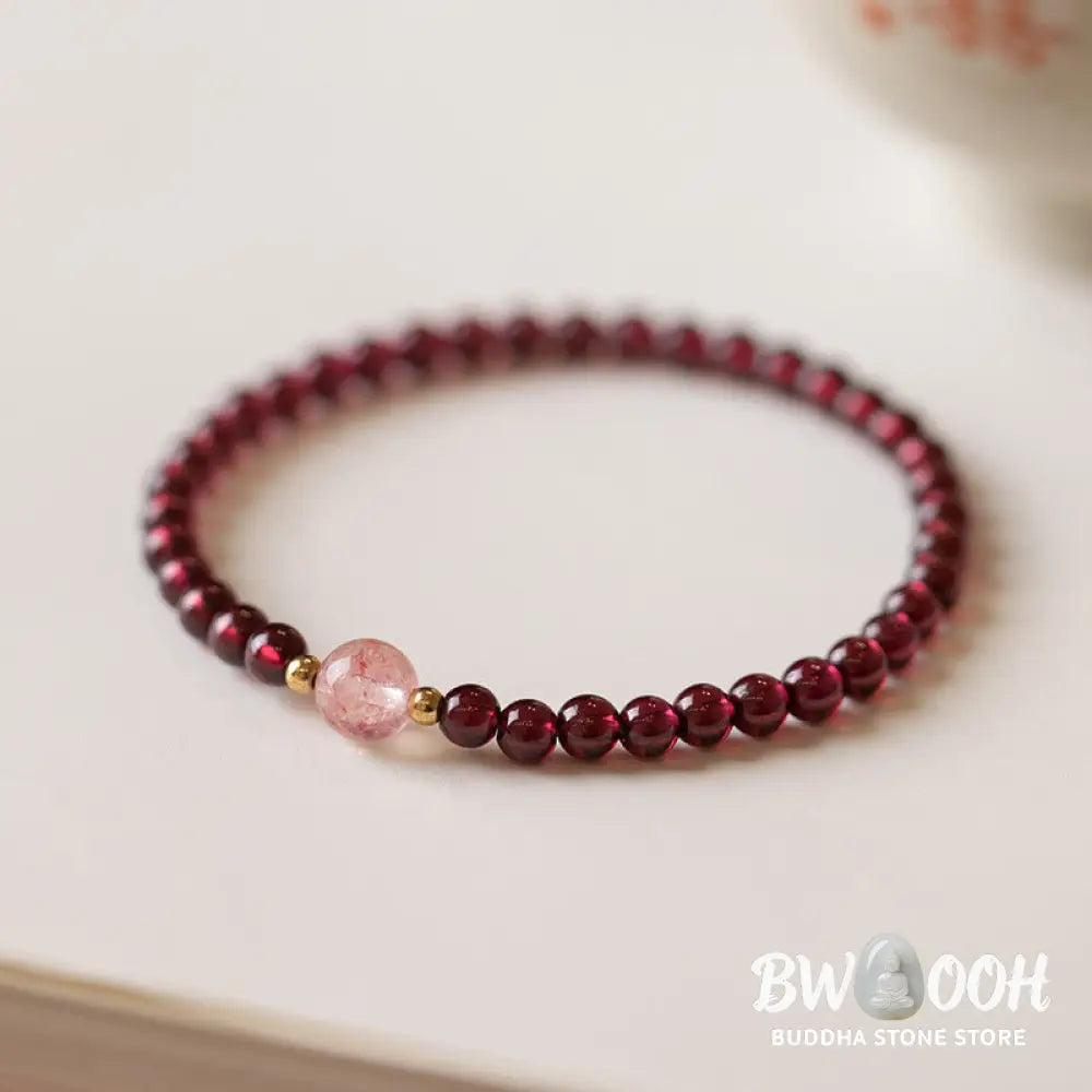 Buddha Stones Natural Garnet Strawberry Quartz Calm Bracelet - Bracelet