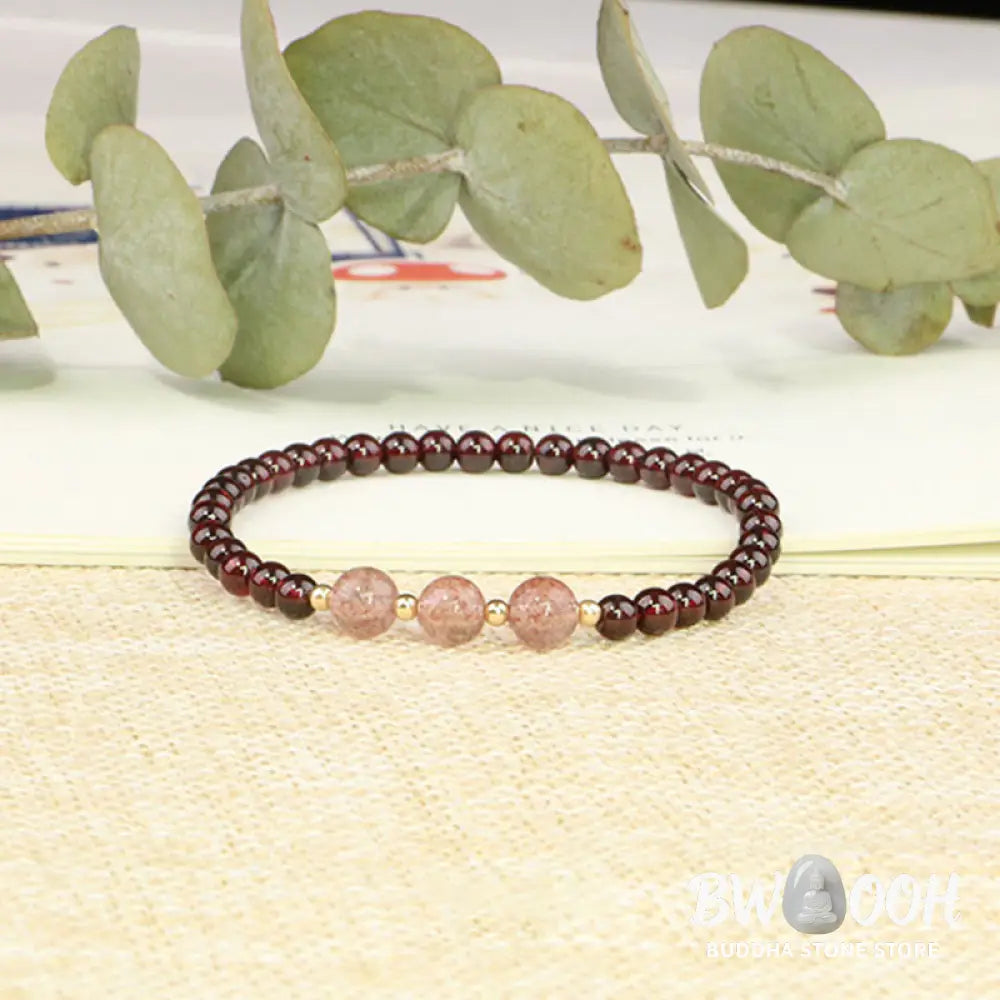 Buddha Stones Natural Garnet Strawberry Quartz Calm Bracelet - Bracelet