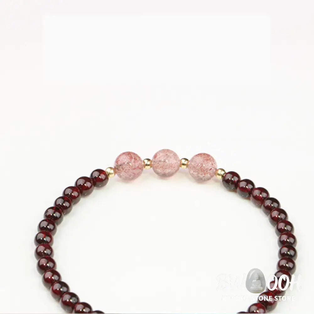 Buddha Stones Natural Garnet Strawberry Quartz Calm Bracelet - Bracelet