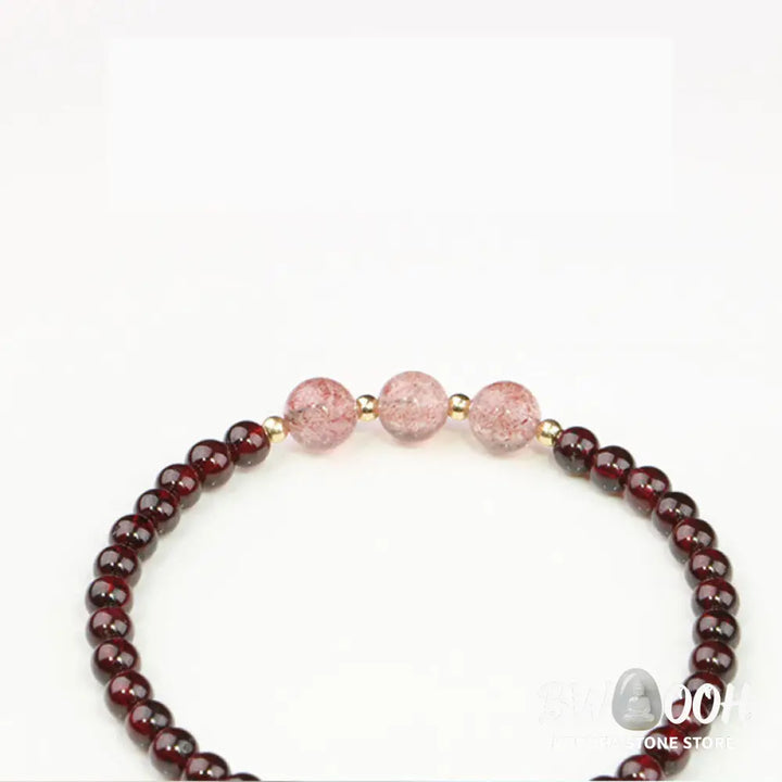 Buddha Stones Natural Garnet Strawberry Quartz Calm Bracelet - Bracelet