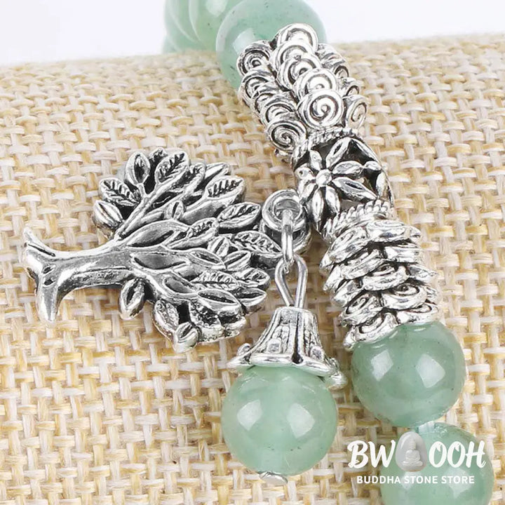 Buddha Stones Natural Gemstone Tree of Life Lucky Charm Stretch Bracelet - BWOOOH - Bracelet