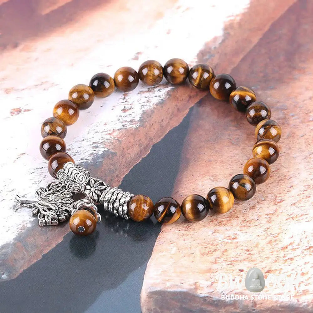 Buddha Stones Natural Gemstone Tree of Life Lucky Charm Stretch Bracelet - BWOOOH - Bracelet