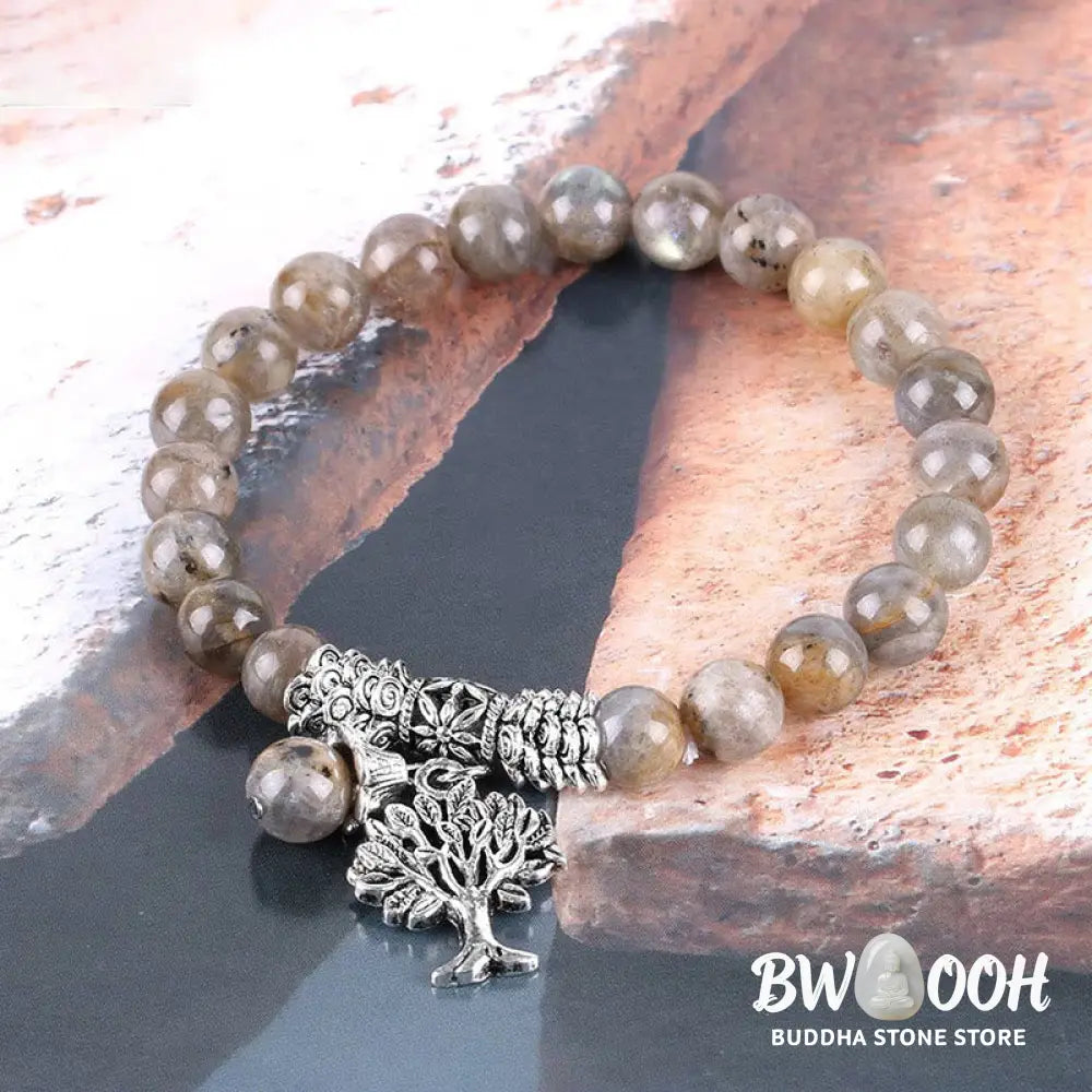 Buddha Stones Natural Gemstone Tree of Life Lucky Charm Stretch Bracelet - BWOOOH - Bracelet