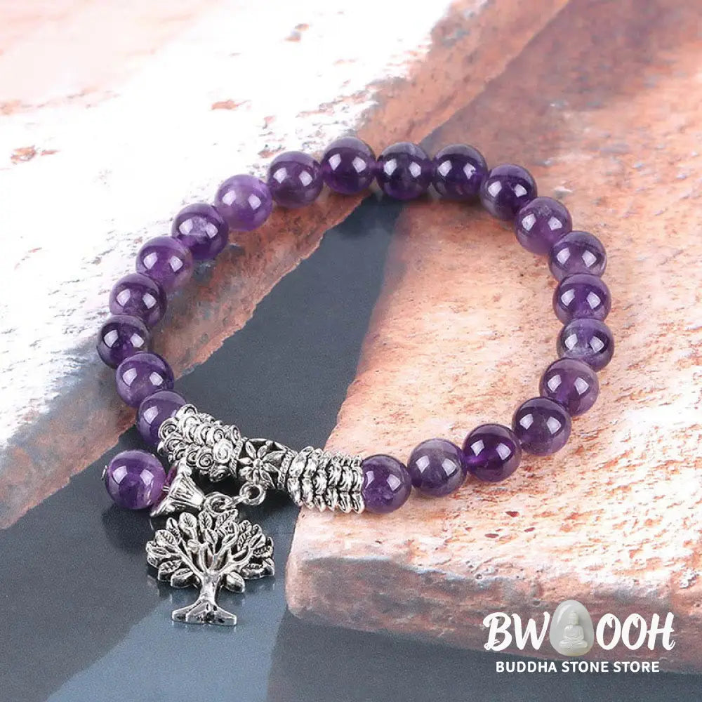 Buddha Stones Natural Gemstone Tree of Life Lucky Charm Stretch Bracelet - BWOOOH - Bracelet