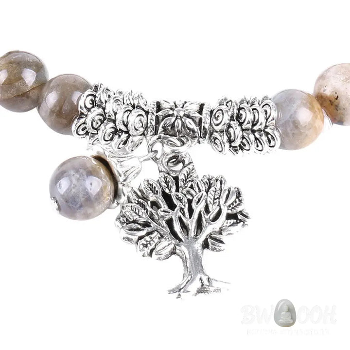 Buddha Stones Natural Gemstone Tree of Life Lucky Charm Stretch Bracelet - BWOOOH - Bracelet