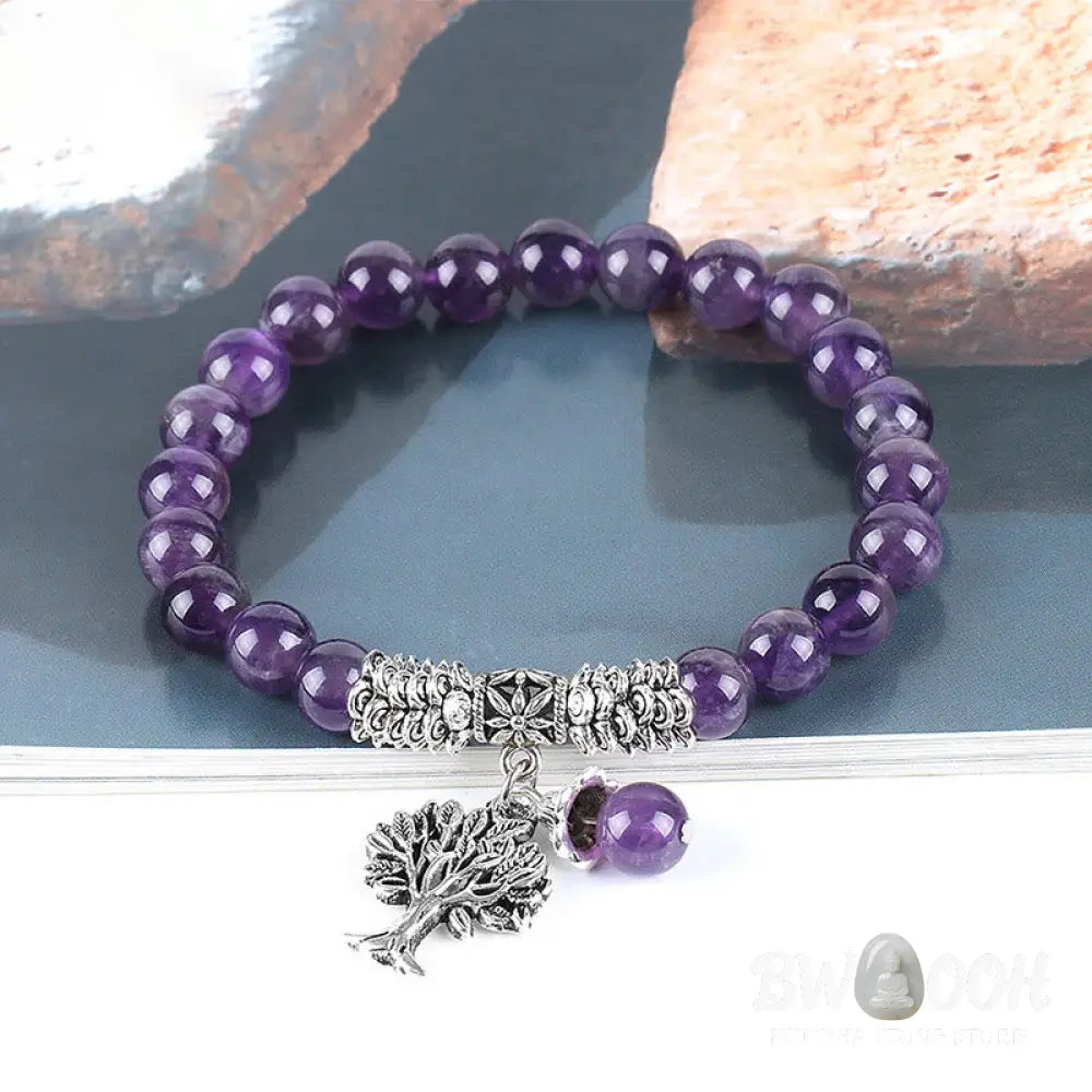 Buddha Stones Natural Gemstone Tree of Life Lucky Charm Stretch Bracelet - BWOOOH - Bracelet