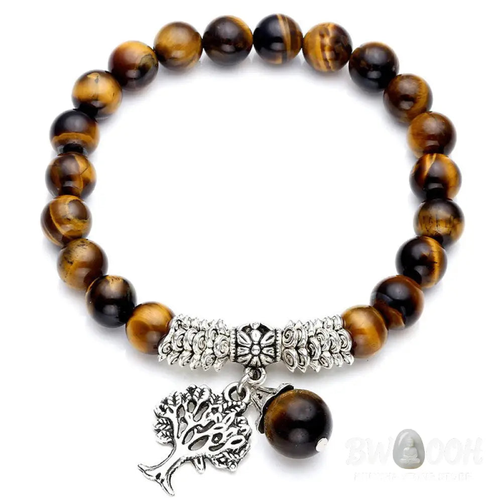 Buddha Stones Natural Gemstone Tree of Life Lucky Charm Stretch Bracelet - BWOOOH - Bracelet