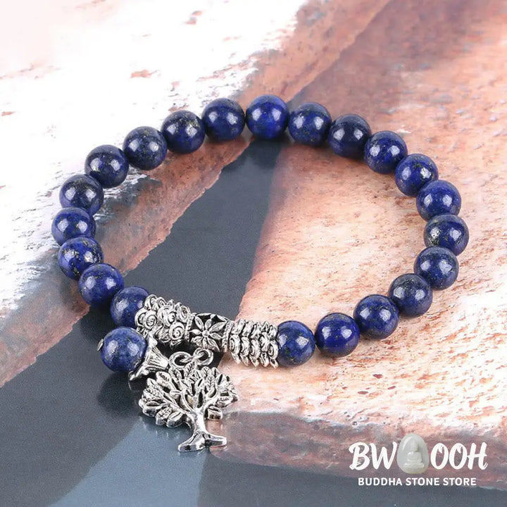 Buddha Stones Natural Gemstone Tree of Life Lucky Charm Stretch Bracelet - BWOOOH - Bracelet