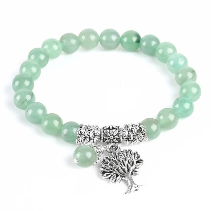 Buddha Stones Natural Gemstone Tree of Life Lucky Charm Stretch Bracelet - BWOOOH - Green Aventurine - Bracelet